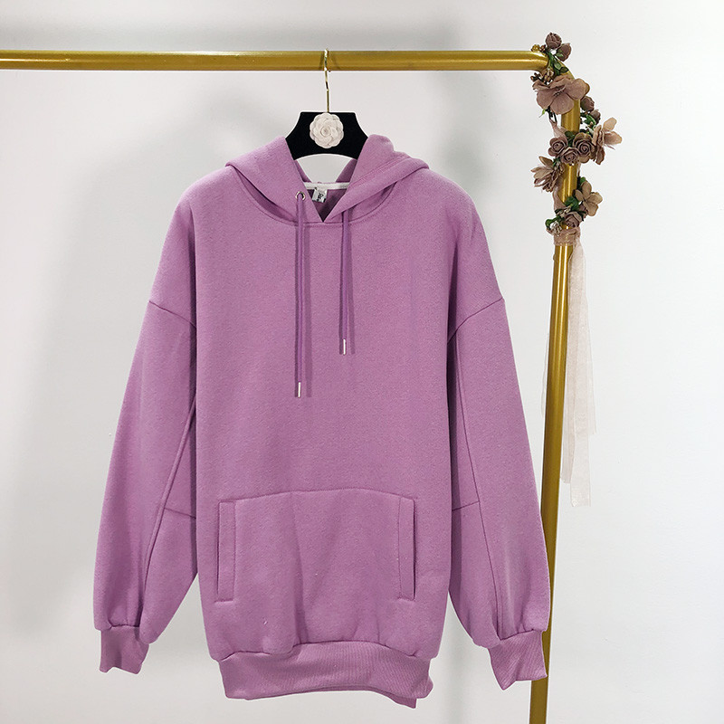 Hanorac lung de dama cu buzunare si gluga in doua culori