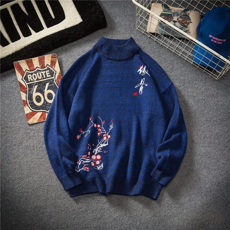 Καθημερινό ανδρικόπουλόβερ  με κεντήματα και μακρύ μανίκι σε τρία χρώματα