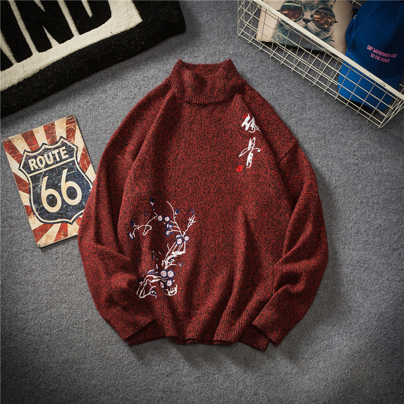 Καθημερινό ανδρικόπουλόβερ  με κεντήματα και μακρύ μανίκι σε τρία χρώματα