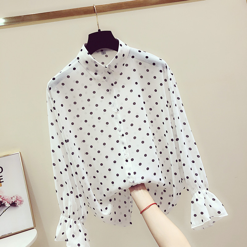 Νέο μοντέλο γυναικείο πουκάμισο πουά σε τρία χρώματα