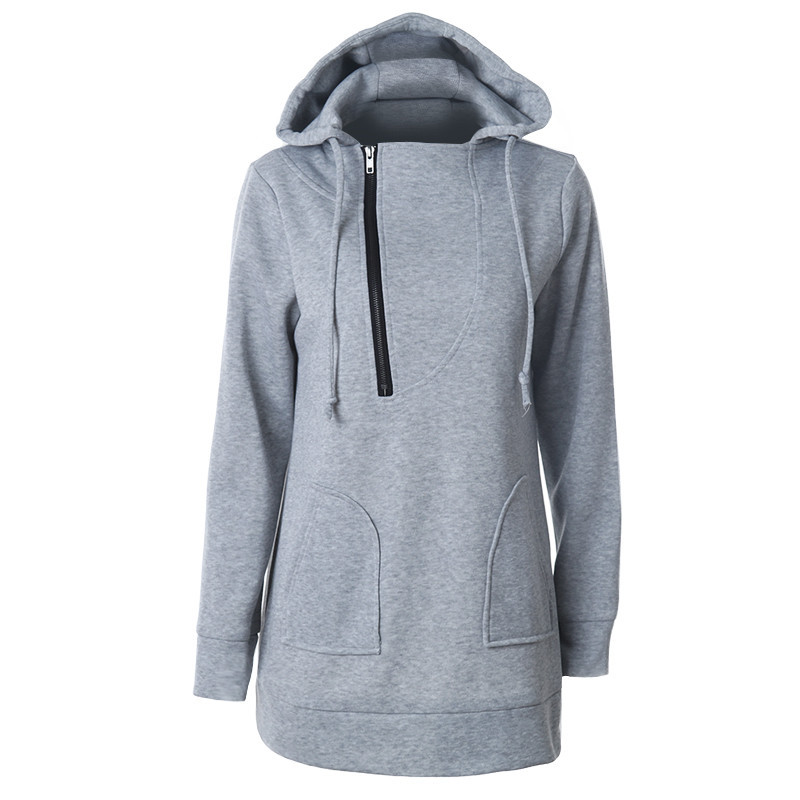 Női alkalmi pulóver kapucnival és cipzárral több színben