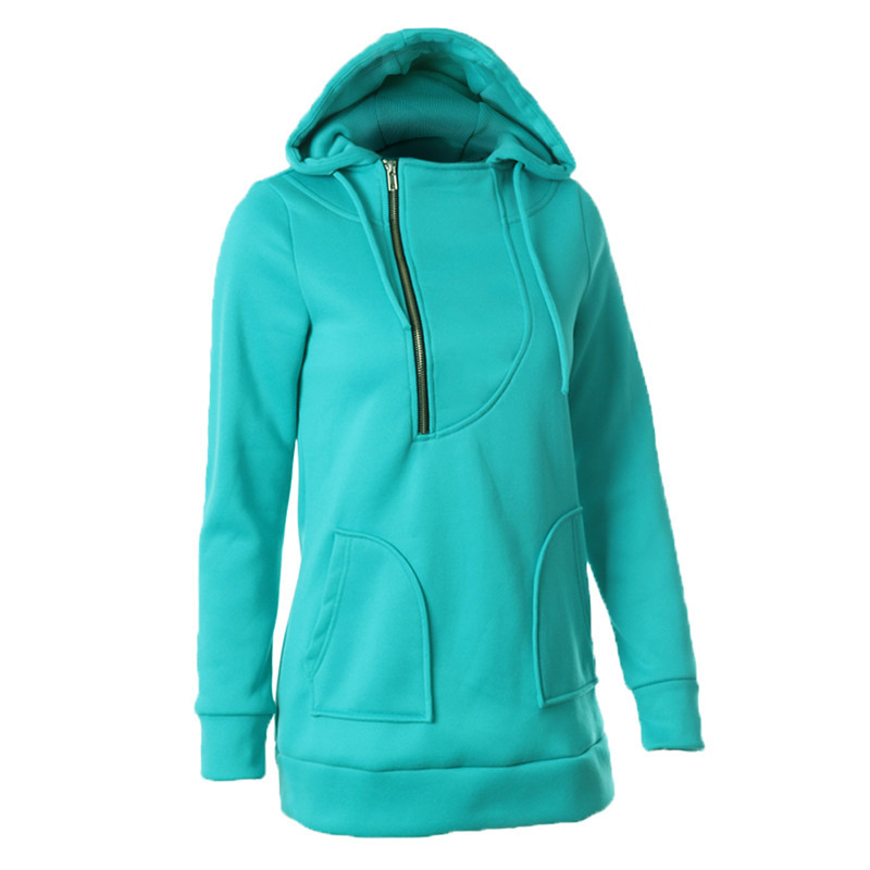 Női alkalmi pulóver kapucnival és cipzárral több színben