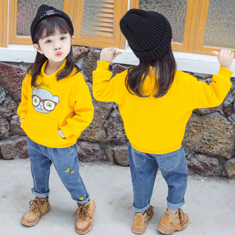 Pulover pentru fete pentru copii in galben si roz cu aplicatie