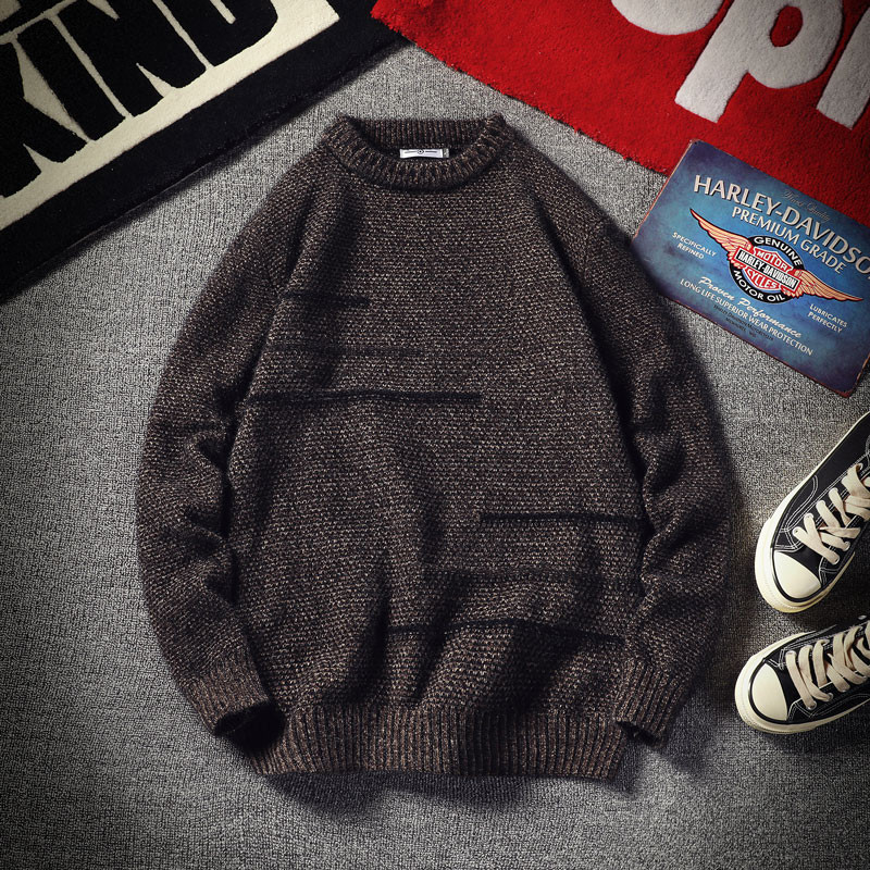 Pulover casual barbatesc cu decolteu O in trei culori