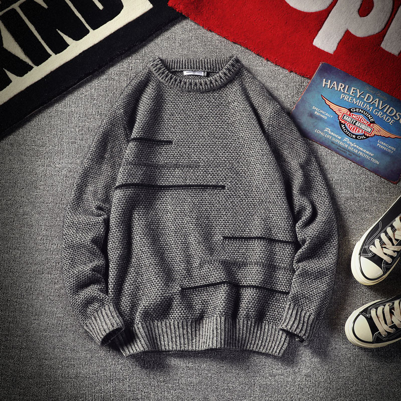 Pulover casual barbatesc cu decolteu O in trei culori