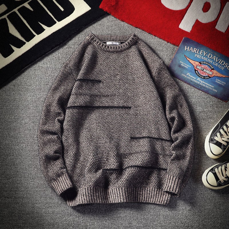 Pulover casual barbatesc cu decolteu O in trei culori