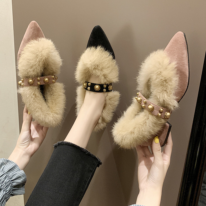 Дамски ежедневни обувки с пух в два цвята