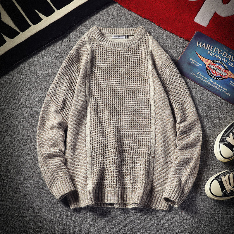 Férfi alkalmi pulóver kerek nyakkivágással és hosszú ujjal