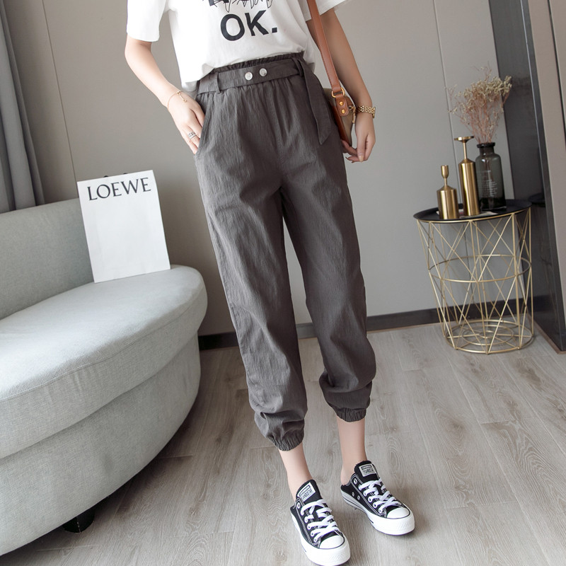 Pantaloni moderni de dama in doua culori cu talie inalta