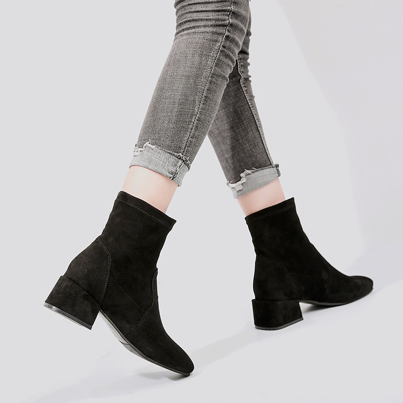 Ghete de dama moderne din piele intoarsa ecologica in doua culori