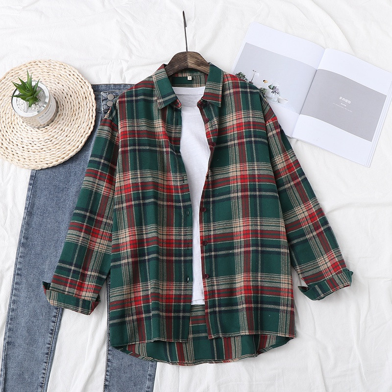 Camasa de dama model nou cu guler clasic in verde, maro si rosu