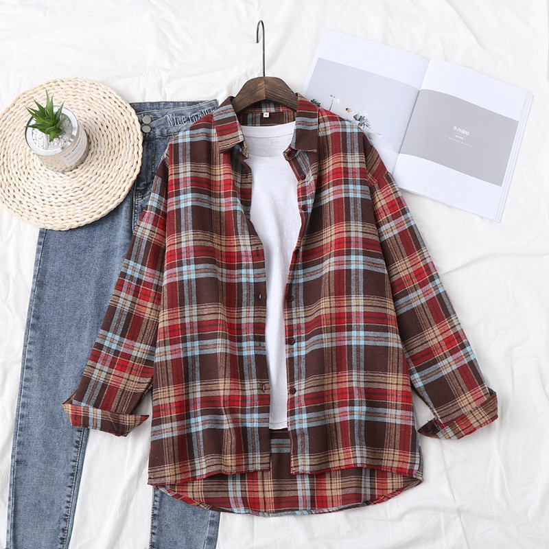 Camasa de dama model nou cu guler clasic in verde, maro si rosu