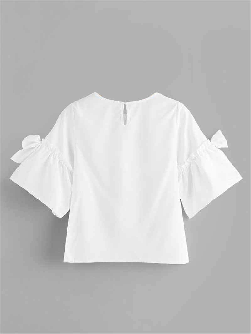 Μοντέρνο γυναικείο μπλουζάκι με μανίκια 3/4 και κορδέλα σε διάφορα χρώματα