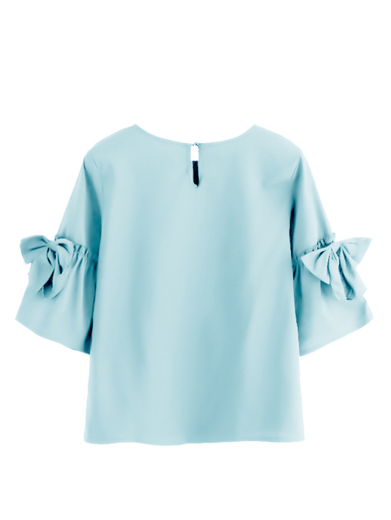 Μοντέρνο γυναικείο μπλουζάκι με μανίκια 3/4 και κορδέλα σε διάφορα χρώματα