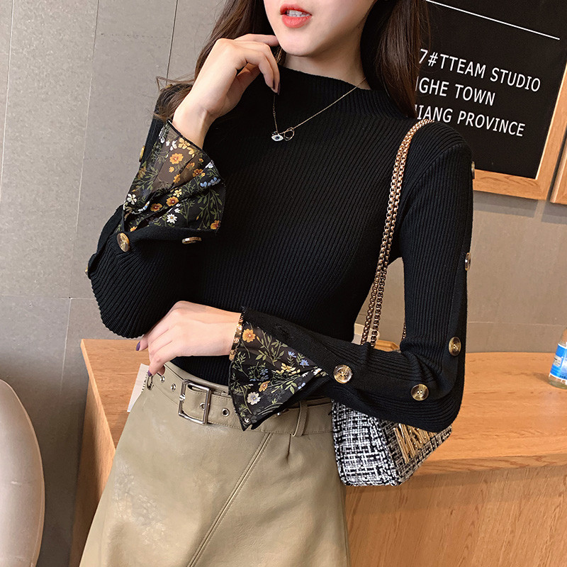 Bluza de dama moderna in mai multe culori cu nasturi si model floral