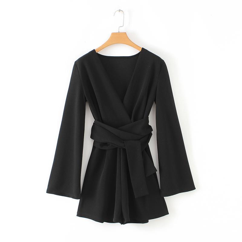 Salopetă de damă modernă cu mâneci lungi în negru, roșu și galben