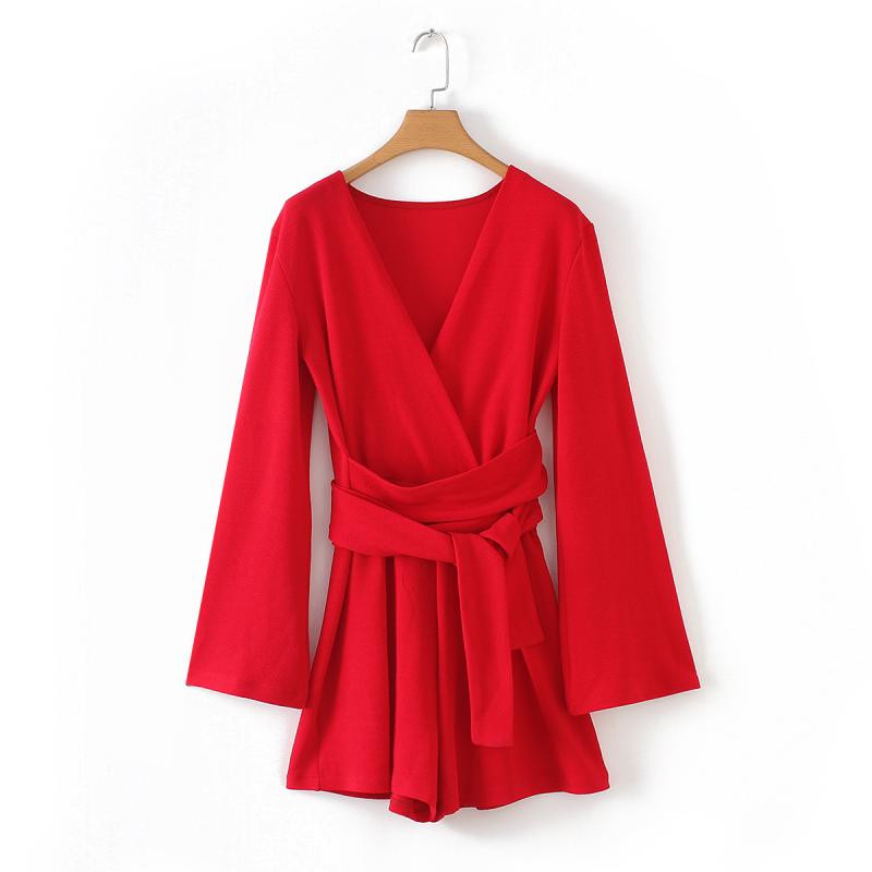 Salopetă de damă modernă cu mâneci lungi în negru, roșu și galben