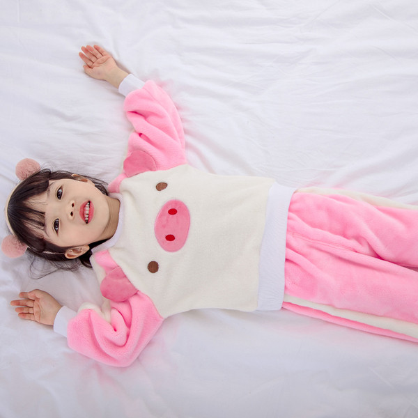 Παιδική πιτζάμα κοριτσιών για κορίτσια - σε ροζ και μπλε με ένα στοιχείο 3D