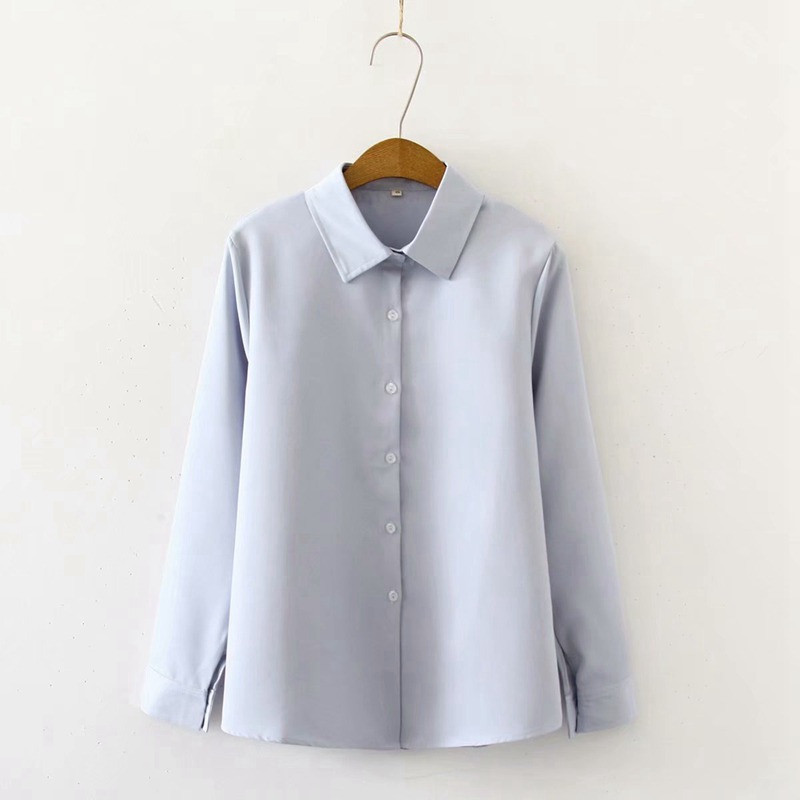 Camasa de dama model nou cu guler clasic si maneci lungi in alb si albastru