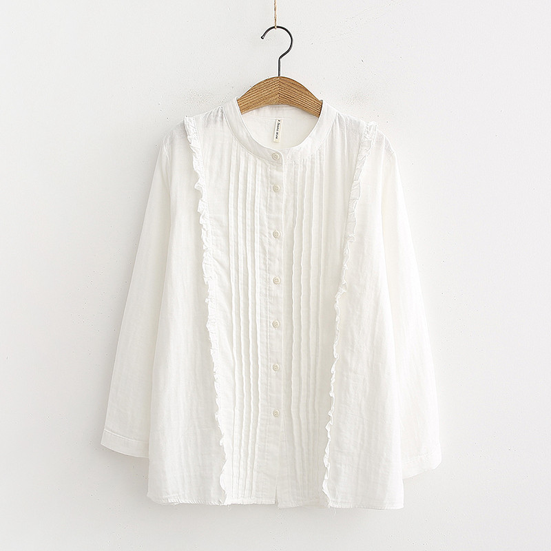 Modern női ing O-nyakú kék-fehér színben