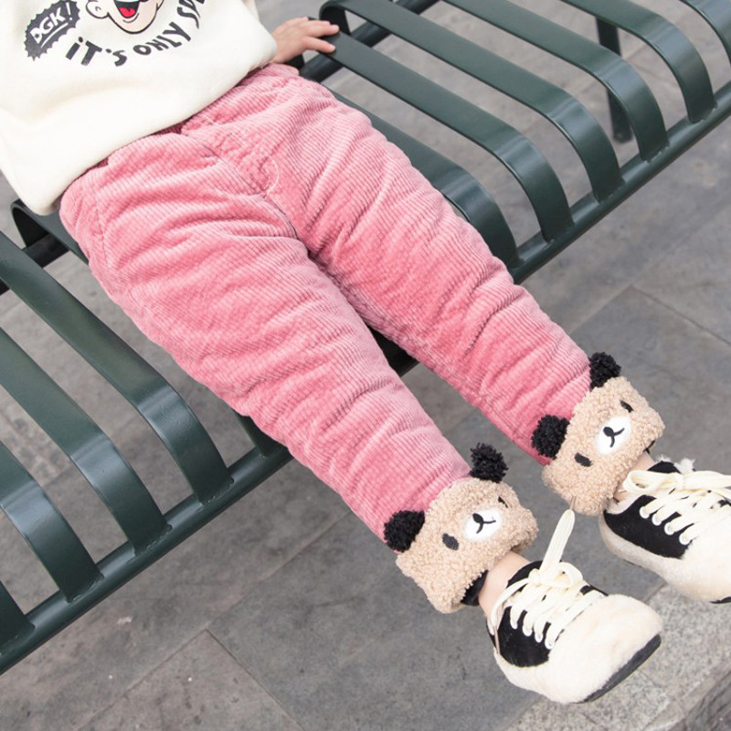 Модерен детски панталон за момичета в четири цвята с 3D елемент