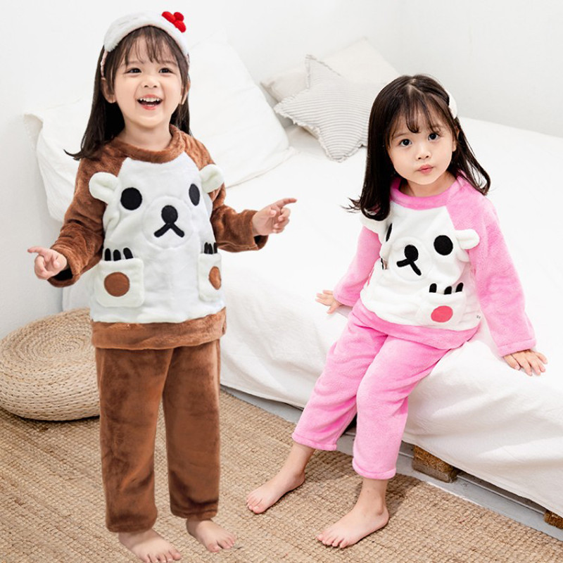 Детска пижама в три цвята с джобове и 3D елемент-за момичета