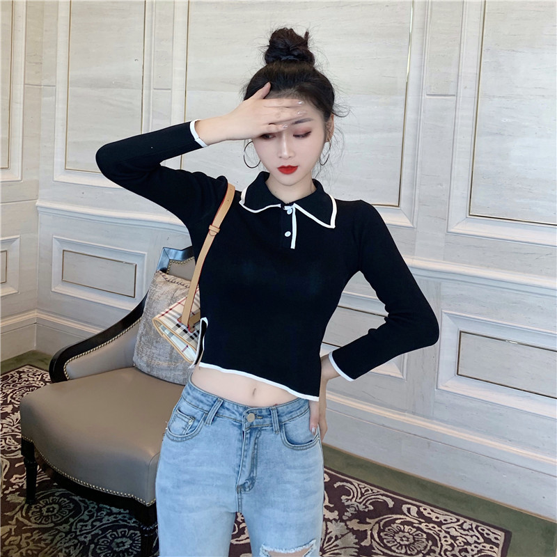 Γυναικεία μπλούζα με κλασικό γιακά και μακρύ μανίκι