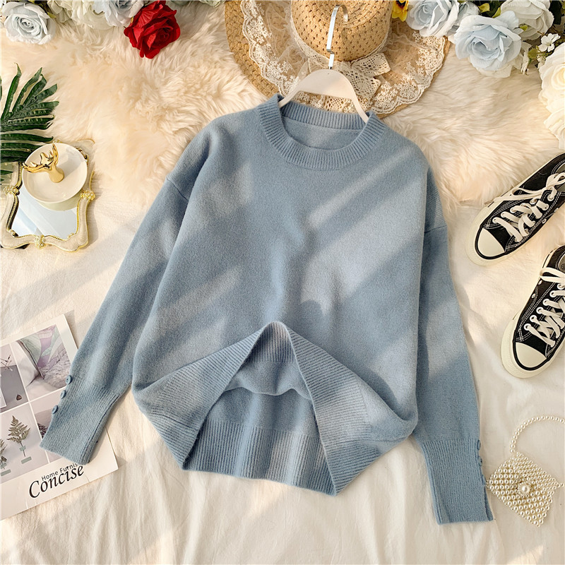 Lezser női letisztult pulóver ovális nyakkivágással több színben