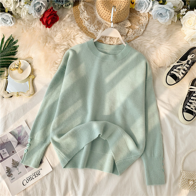 Lezser női letisztult pulóver ovális nyakkivágással több színben