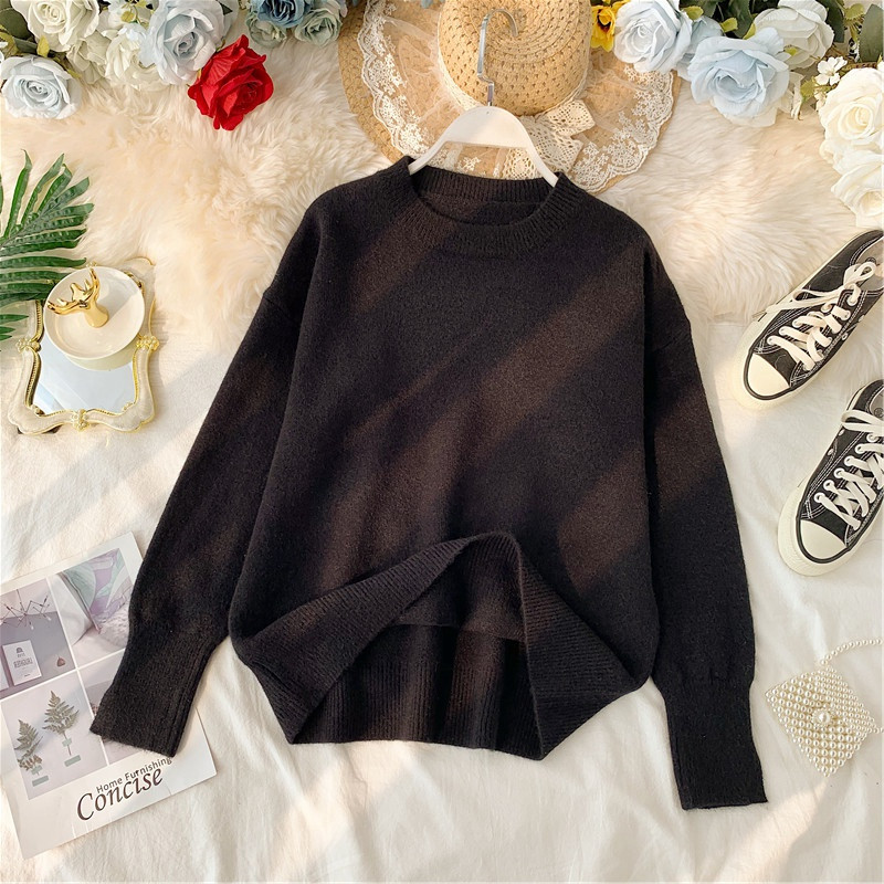 Lezser női letisztult pulóver ovális nyakkivágással több színben