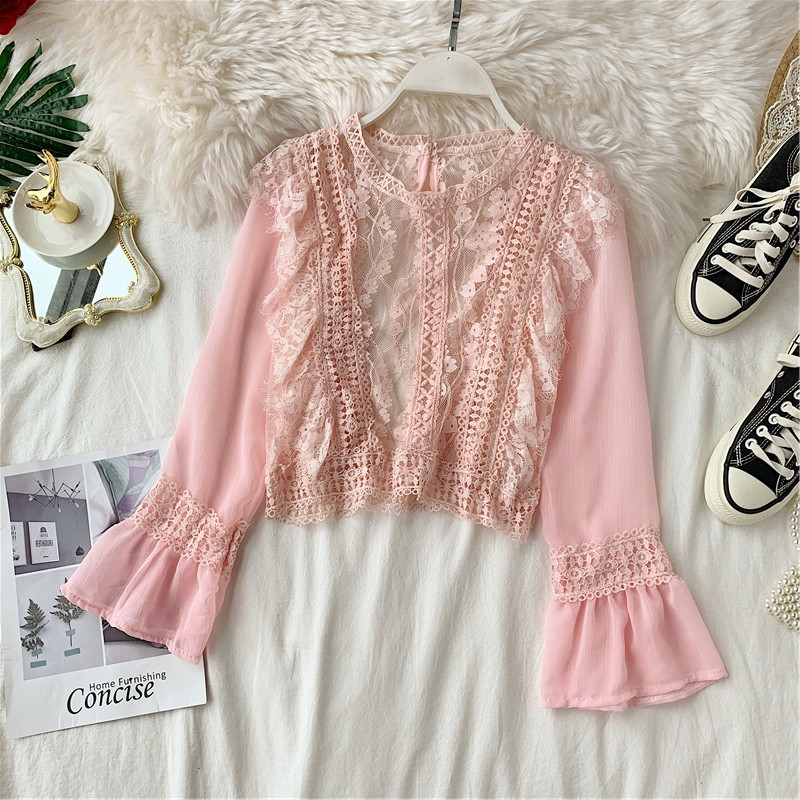 Bluză de damă modernă cu broderie și mâneci lungi în mai multe culori