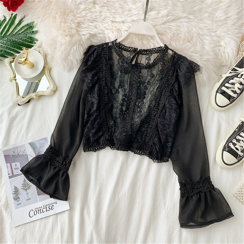 Bluză de damă modernă cu broderie și mâneci lungi în mai multe culori