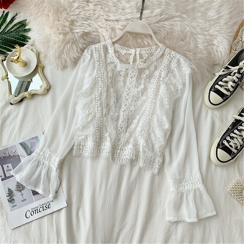 Bluză de damă modernă cu broderie și mâneci lungi în mai multe culori