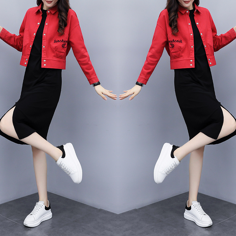 Casual γυναικείο σετ - μπουφάν και φόρεμα σε διάφορα χρώματα