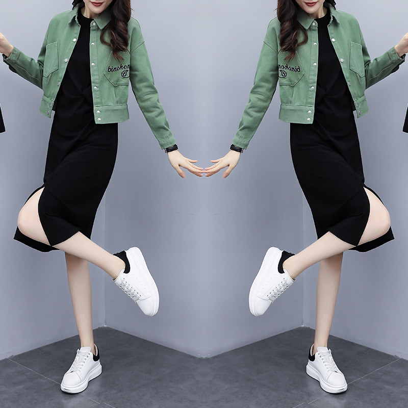 Casual γυναικείο σετ - μπουφάν και φόρεμα σε διάφορα χρώματα