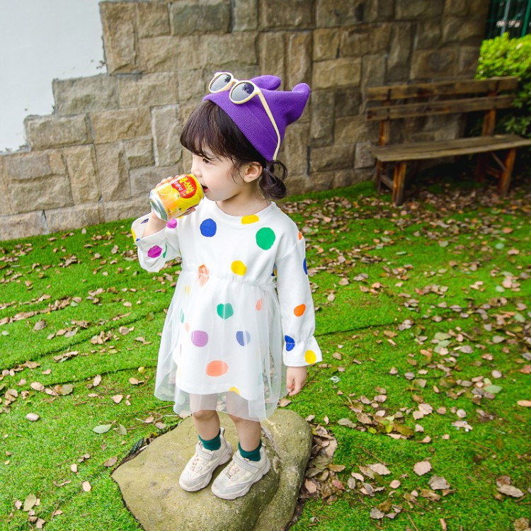 Μοντέρνο παιδικό φόρεμα  σε ροζ και λευκό χρώμα με τούλι