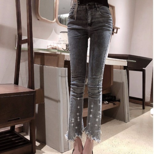 Blugi de dama cu motiv rupt si efect stralucitor - doua culori