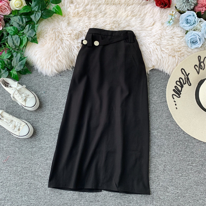 Καθημερινή γυναικεία μακρυά φούστα με ψηλή μέση και κουμπιά