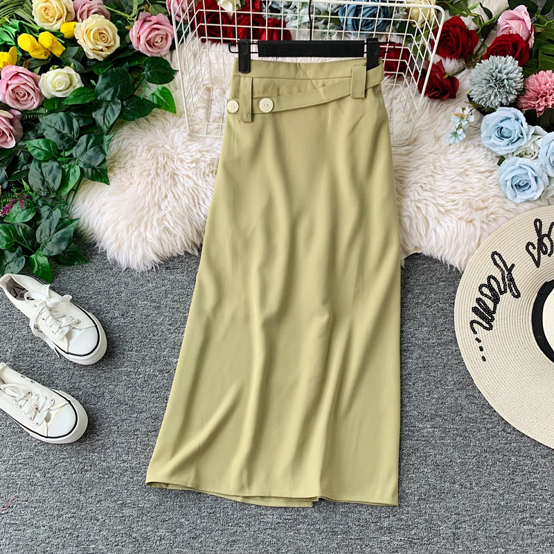 Καθημερινή γυναικεία μακρυά φούστα με ψηλή μέση και κουμπιά