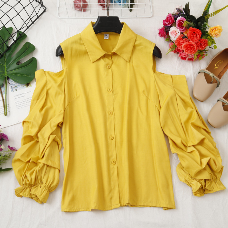 Camasa de dama actuala in patru culori cu umerii goi