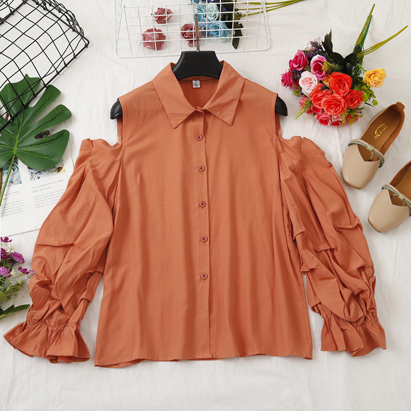 Camasa de dama actuala in patru culori cu umerii goi