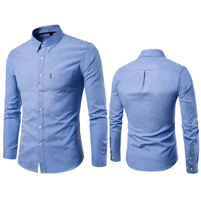 Модерна мъжка риза с джоб и класическа яка в няколко цвята