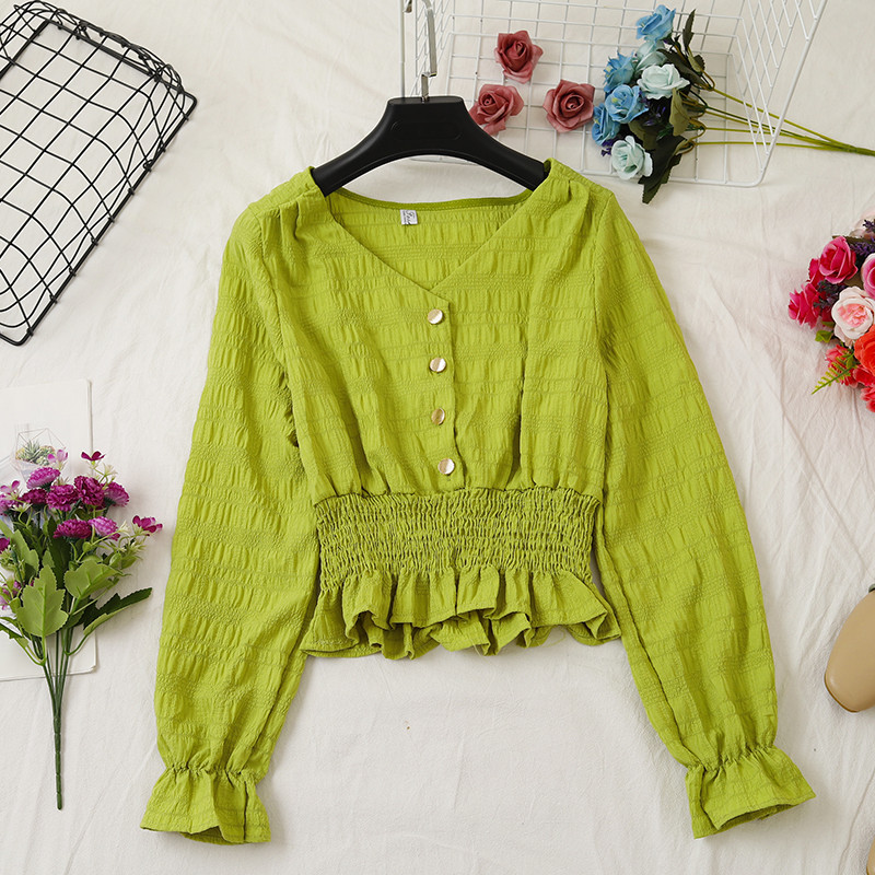 Bluză de damă modernă în trei culori cu nasturi