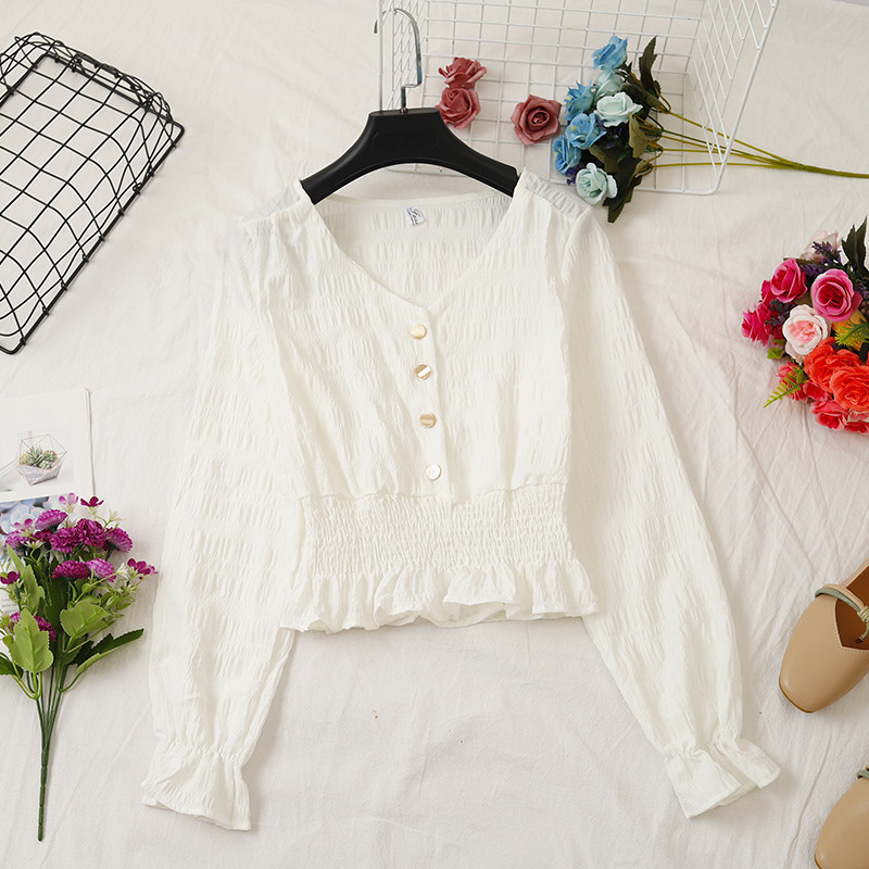 Bluză de damă modernă în trei culori cu nasturi