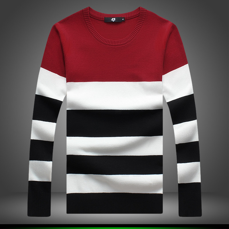 Нов модел мъжки раиран пуловер в три цвята