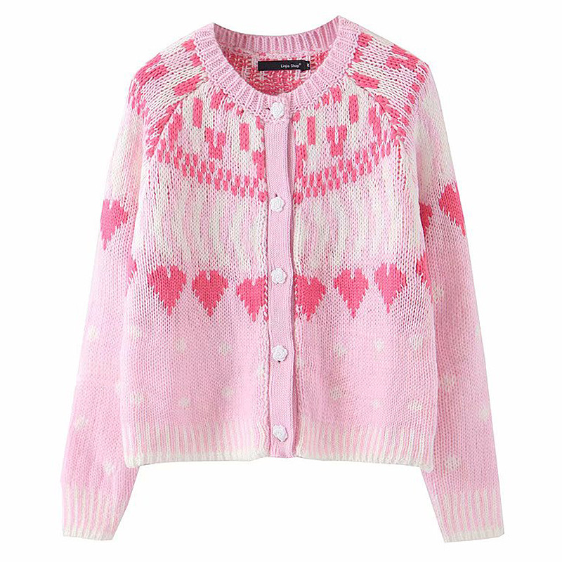 Női alkalmi kardigán színes rózsaszín hímzéssel