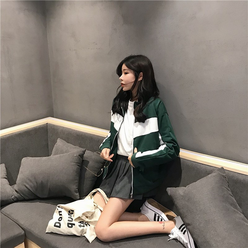 Hanorac de dama cu fermoar de culoare verde