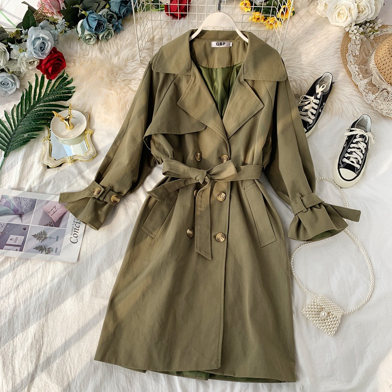 Καθημερινό γυναικεία παλτό με δεσμούς σε τρία χρώματα