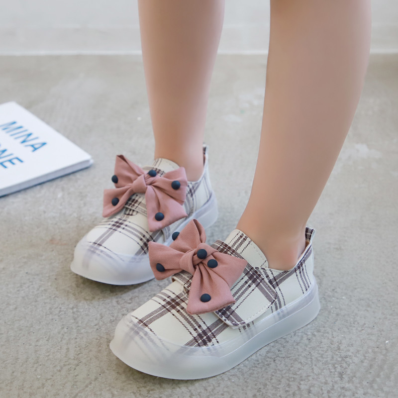 Pantofi casual pentru copii in doua culori cu panglica pentru fete