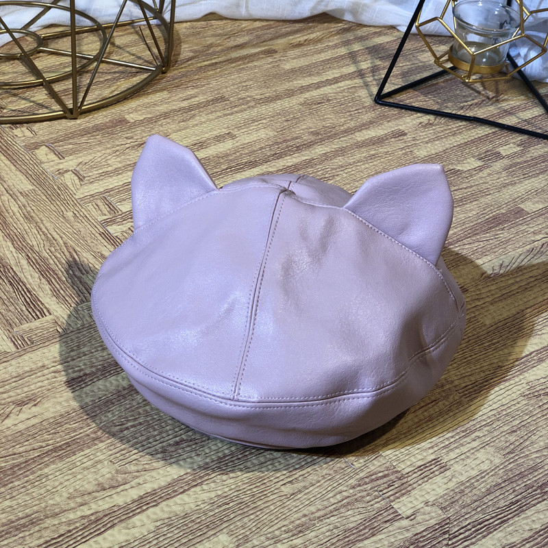 Palarie de dama din piele ecologica cu decor 3D in mai multe culori